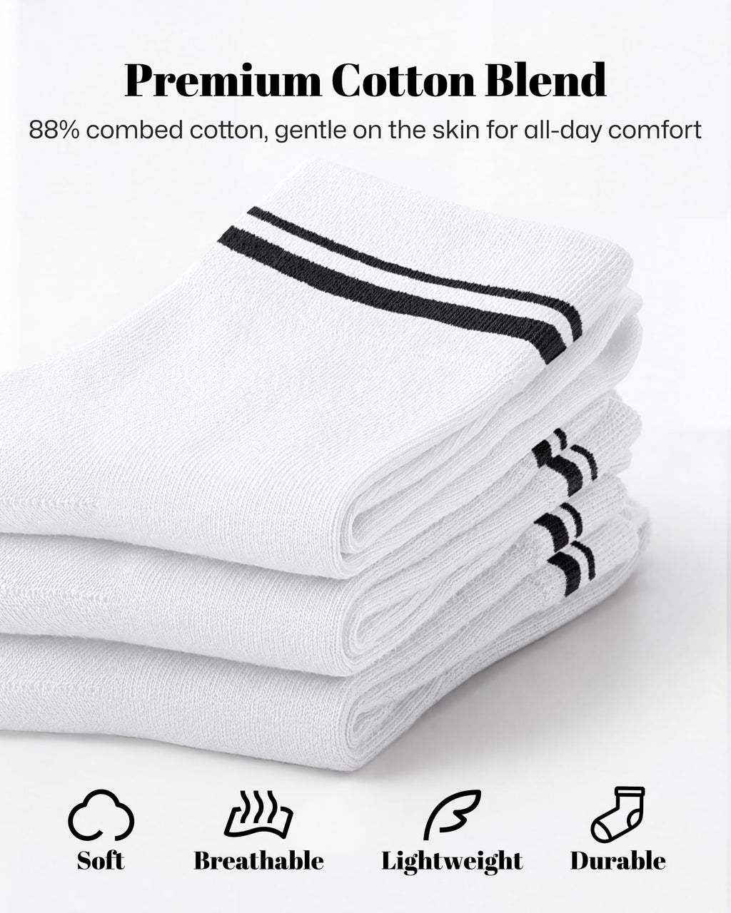 Wernies Crew Socks for Women 6 Pairs, Cute Ankle Soft Cotton Casual Calf Socks