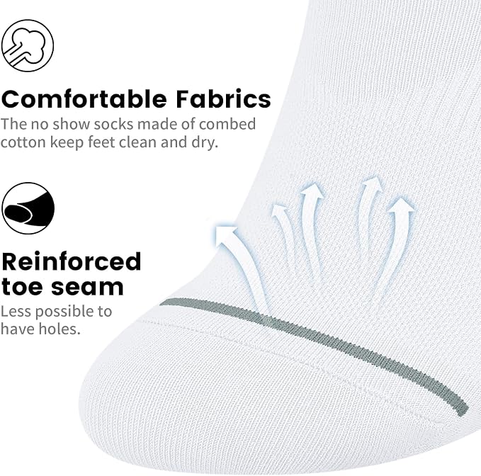 wernies 10 Pairs No Show Socks Men Low Cut Ankle Socks with Non Slip Grip