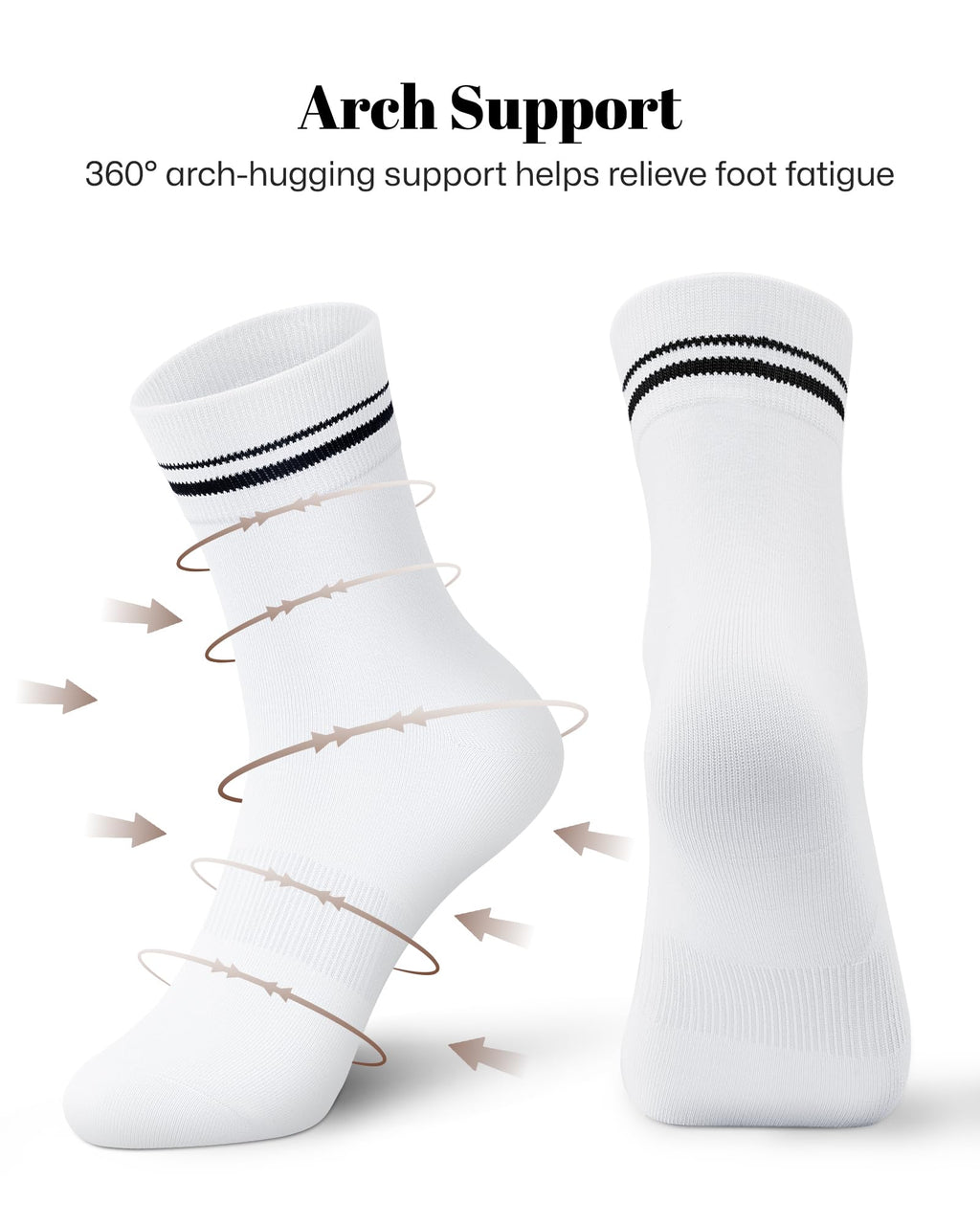 Wernies Crew Socks for Women 6 Pairs, Cute Ankle Soft Cotton Casual Calf Socks