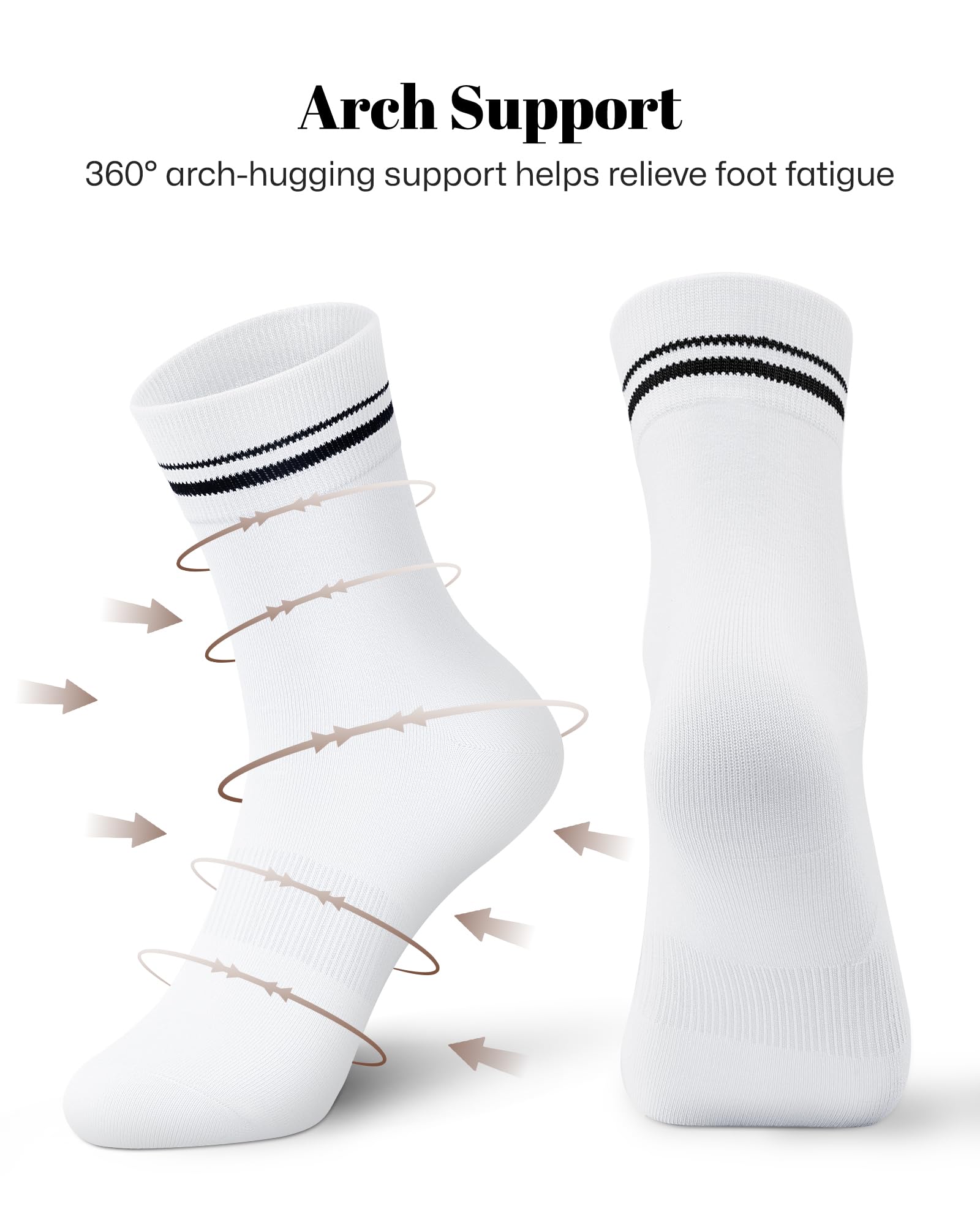 Wernies Crew Socks for Women 6 Pairs, Cute Ankle Soft Cotton Casual Calf Socks