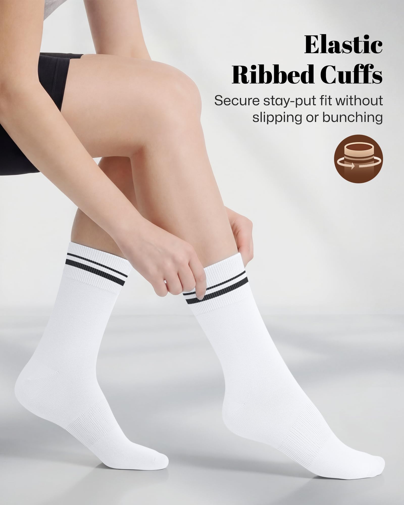 Wernies Crew Socks for Women 6 Pairs, Cute Ankle Soft Cotton Casual Calf Socks