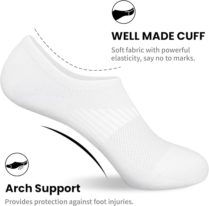 wernies No Show Socks Womens 8 Pairs, Ankle Non Slip Low Short Invisible Socks