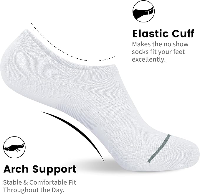 wernies 10 Pairs No Show Socks Men Low Cut Ankle Socks with Non Slip Grip