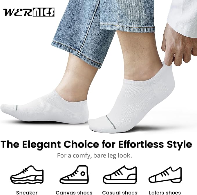 wernies 10 Pairs No Show Socks Men Low Cut Ankle Socks with Non Slip Grip