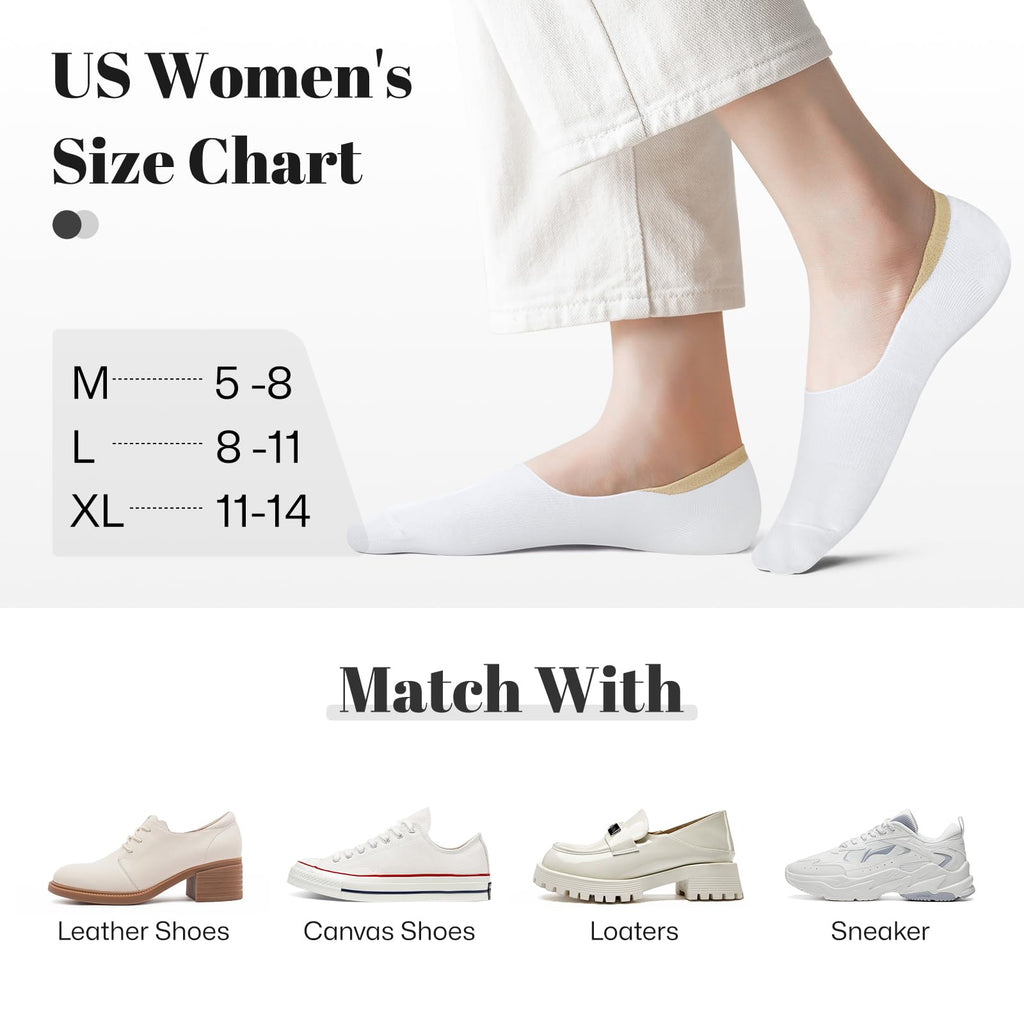 Wernies No Show Socks Women Low Cut Ankle Socks Non Slip 4/8 Pairs