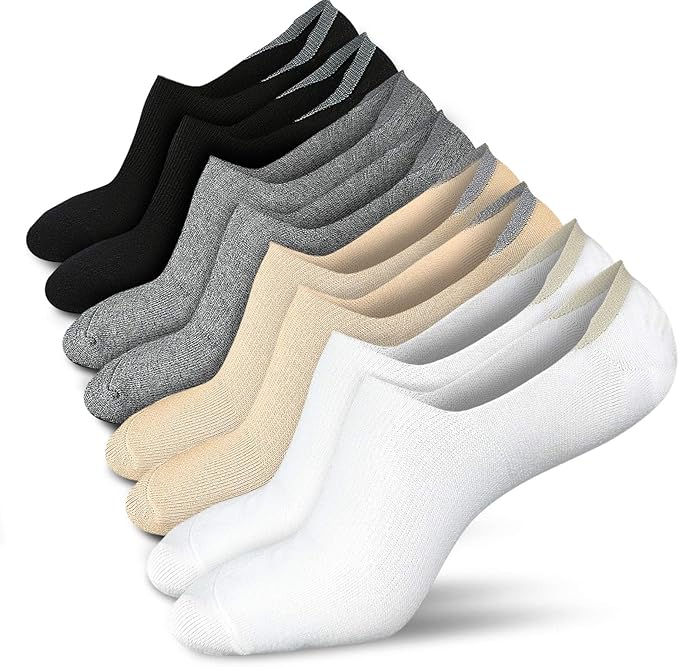 Wernies No Show Socks Women Low Cut Ankle Socks Non Slip 4/8 Pairs