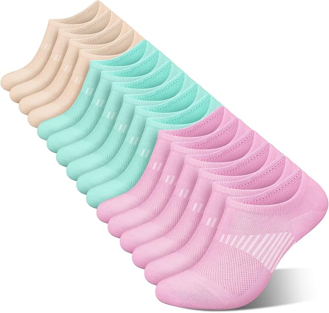 wernies No Show Socks Womens 8 Pairs, Ankle Non Slip Low Short Invisible Socks