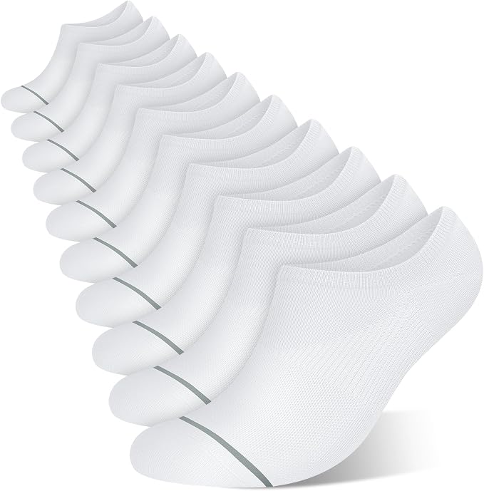wernies 10 Pairs No Show Socks Men Low Cut Ankle Socks with Non Slip Grip