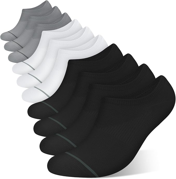 wernies 10 Pairs No Show Socks Men Low Cut Ankle Socks with Non Slip Grip