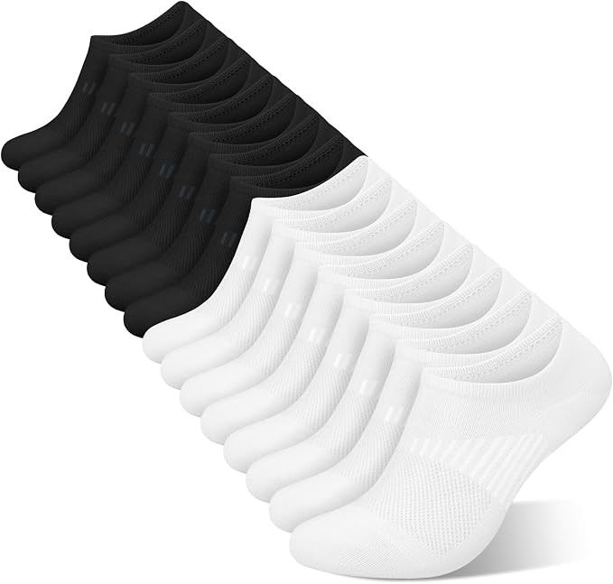 wernies No Show Socks Womens 8 Pairs, Ankle Non Slip Low Short Invisible Socks