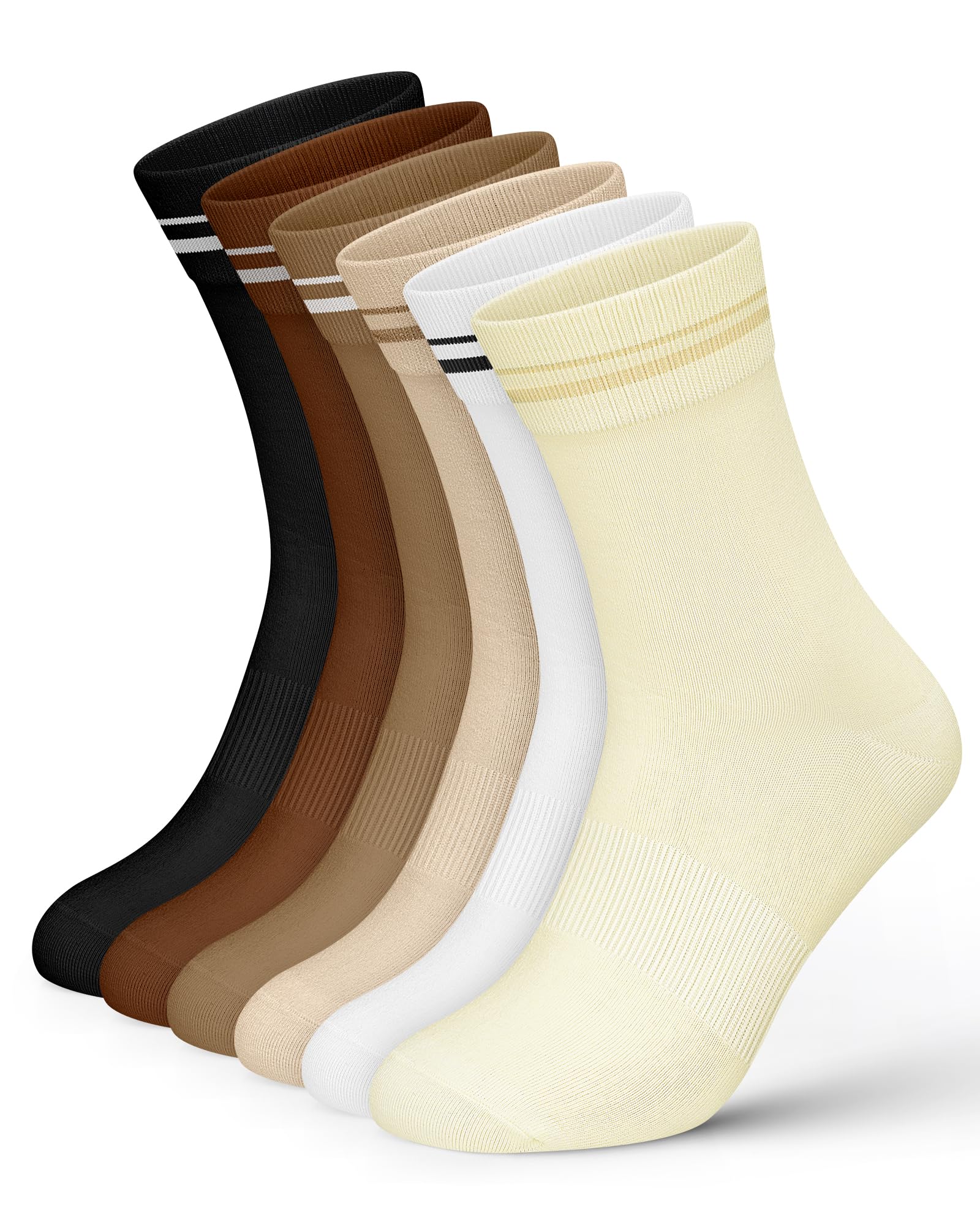 Wernies Crew Socks for Women 6 Pairs, Cute Ankle Soft Cotton Casual Calf Socks