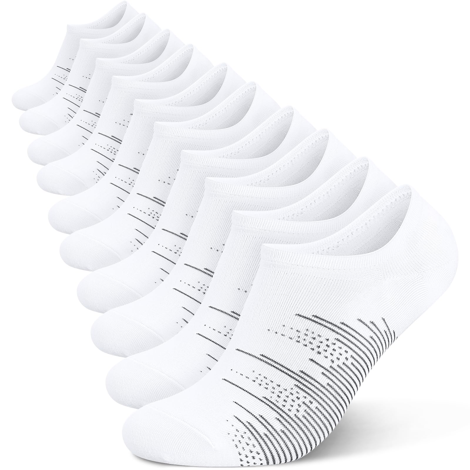 wernies 10 Pairs No Show Socks Men, Ankle Low Cut Short Socks with Non Slip Grips