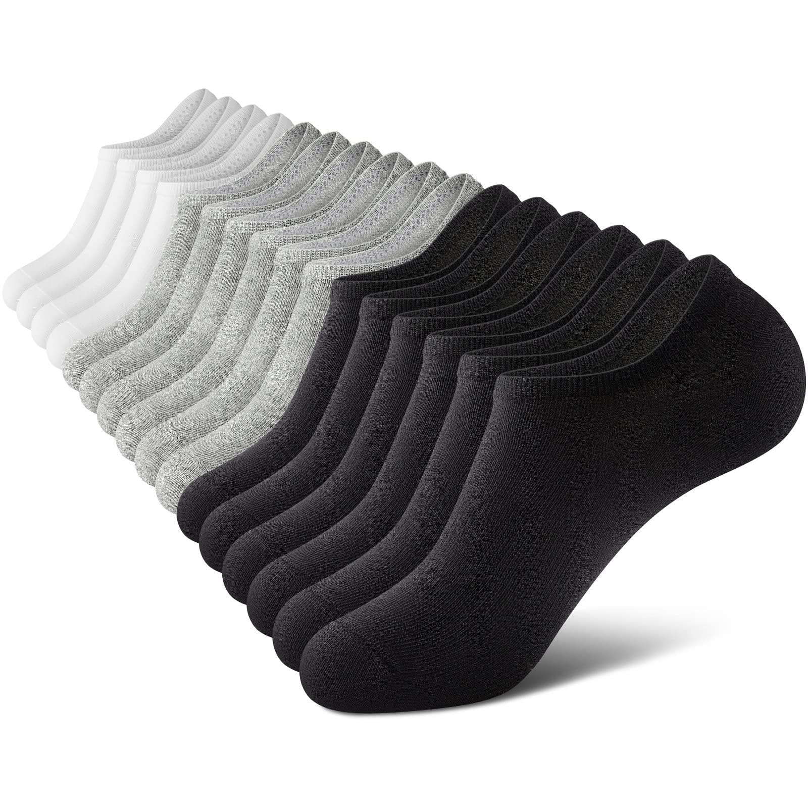Wernies No Show Socks Men, Low Cut Ankle Short Casual Non Slip Socks 4-12Pairs