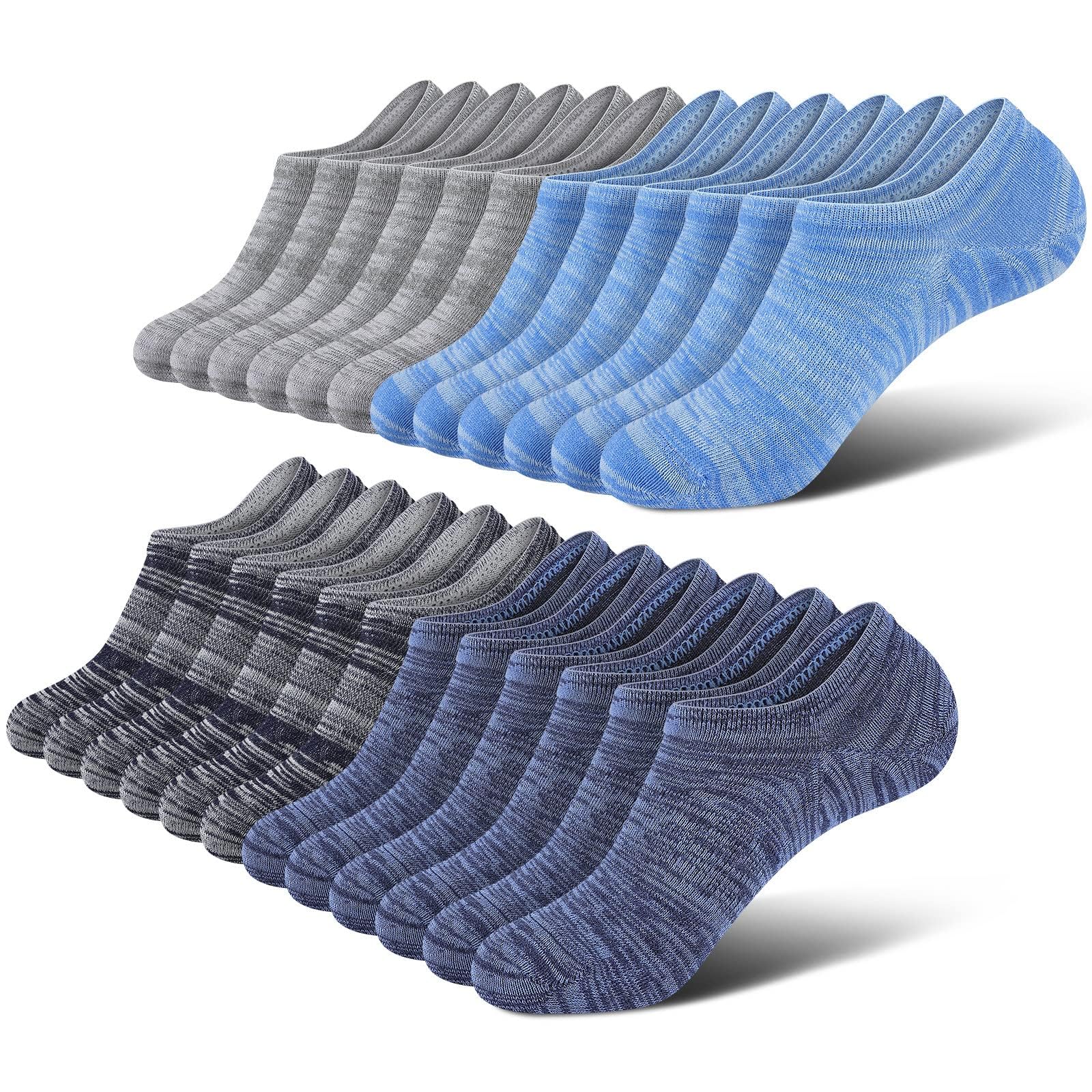 Wernies No Show Socks Men, Low Cut Ankle Short Casual Non Slip Socks 4-12Pairs