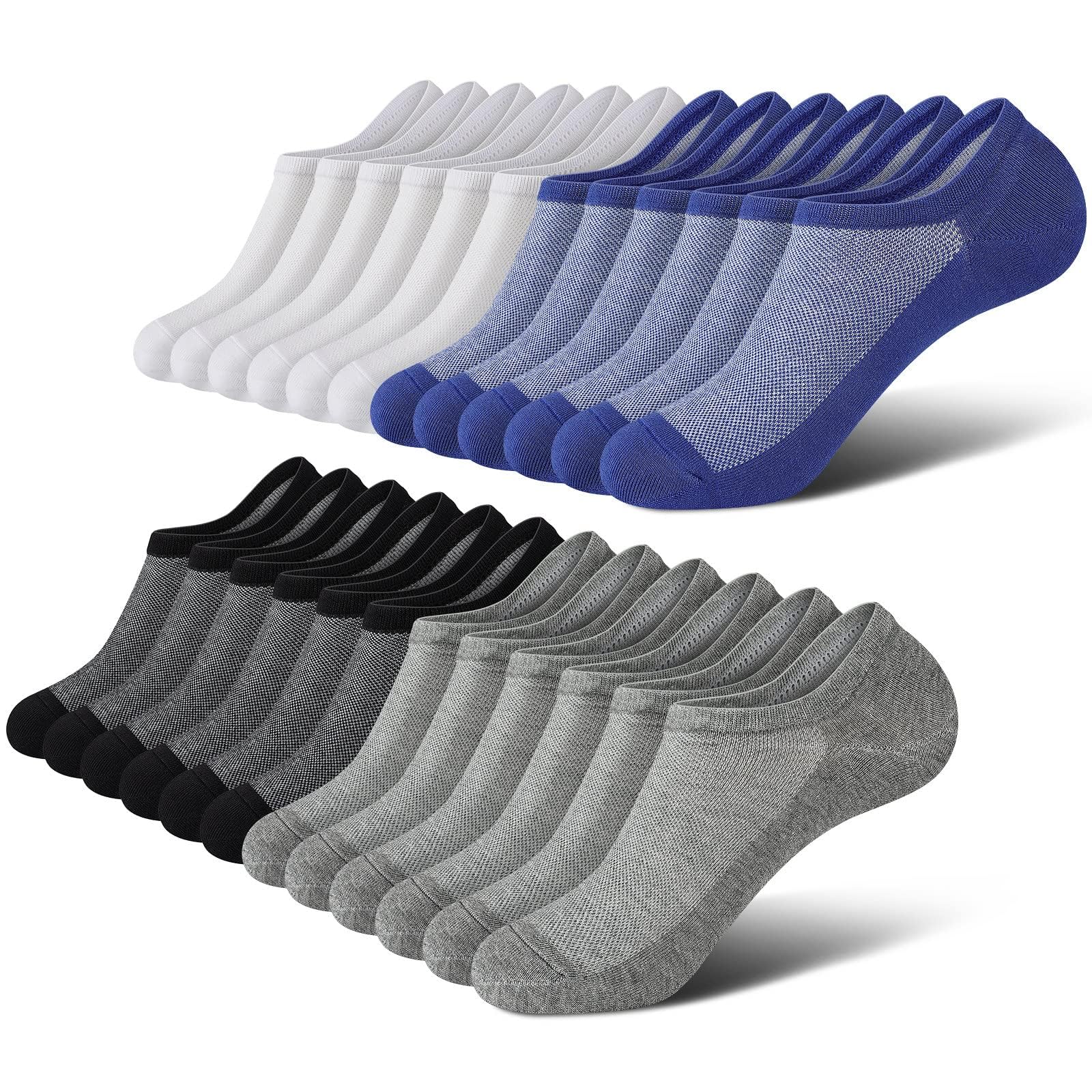 Wernies No Show Socks Men, Low Cut Ankle Short Casual Non Slip Socks 4-12Pairs