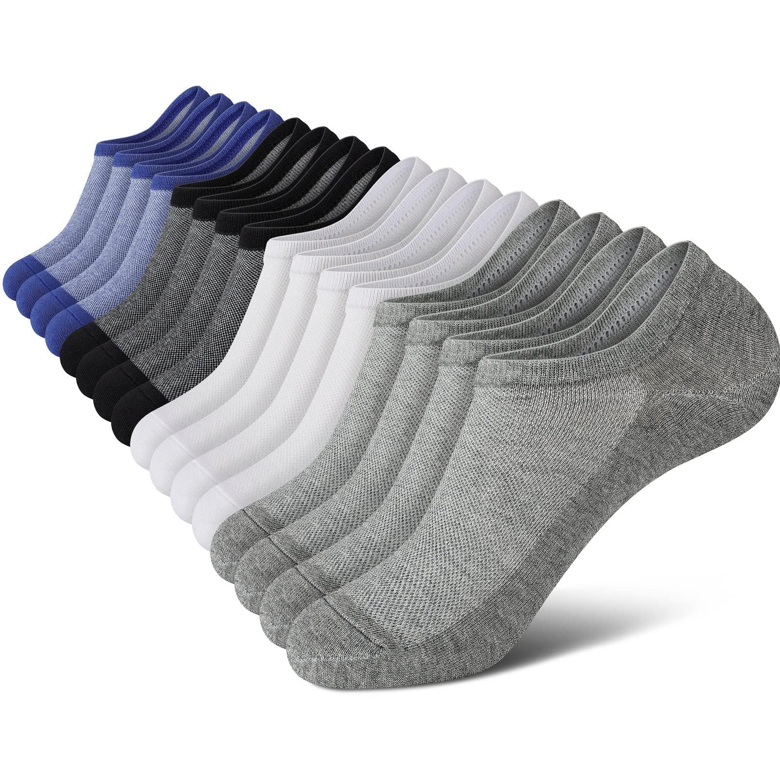 Wernies No Show Socks Men, Low Cut Ankle Short Casual Non Slip Socks 4-12Pairs