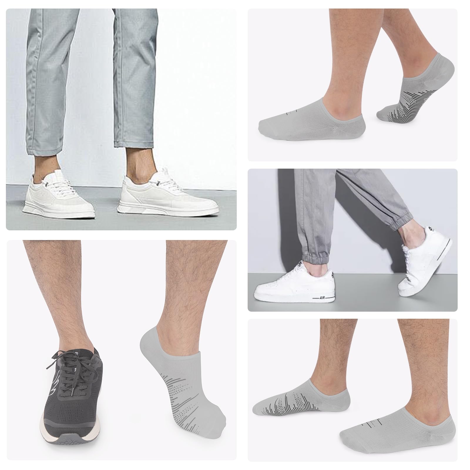 wernies 10 Pairs No Show Socks Men, Ankle Low Cut Short Socks with Non Slip Grips