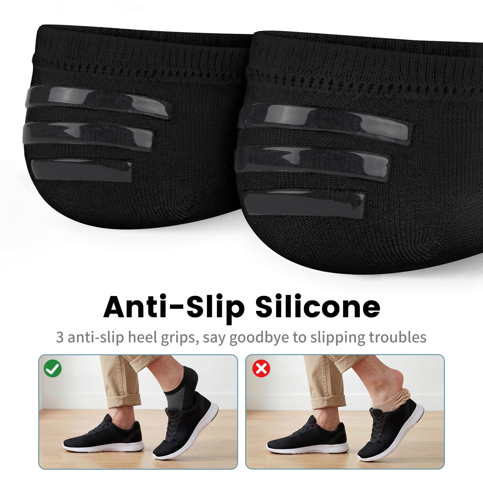 Wernies No Show Socks Men, Low Cut Ankle Short Casual Non Slip Socks 4-12Pairs