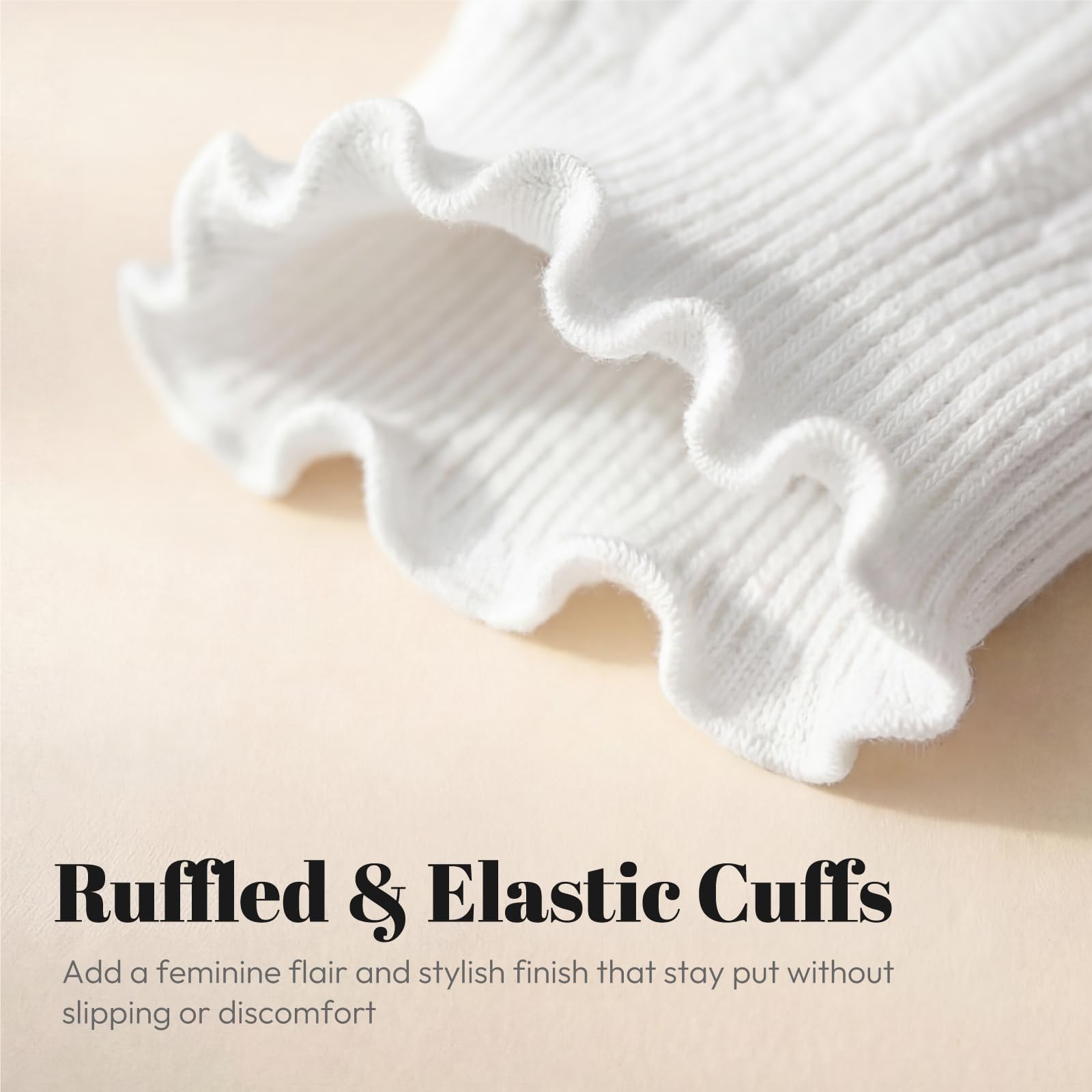 wernies White Ruffle Socks Womens 6 Pairs, Cute Ankle Frilly Crew Socks