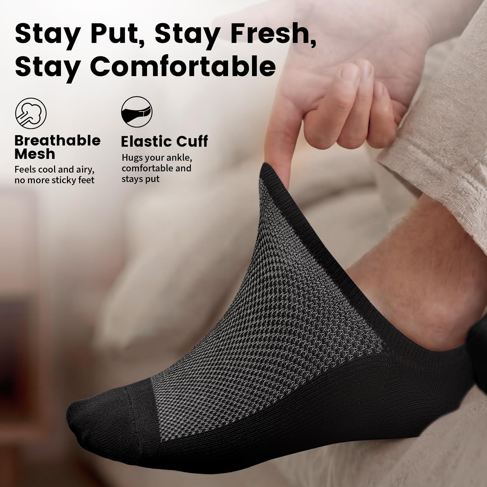 Wernies No Show Socks Men, Low Cut Ankle Short Casual Non Slip Socks 4-12Pairs