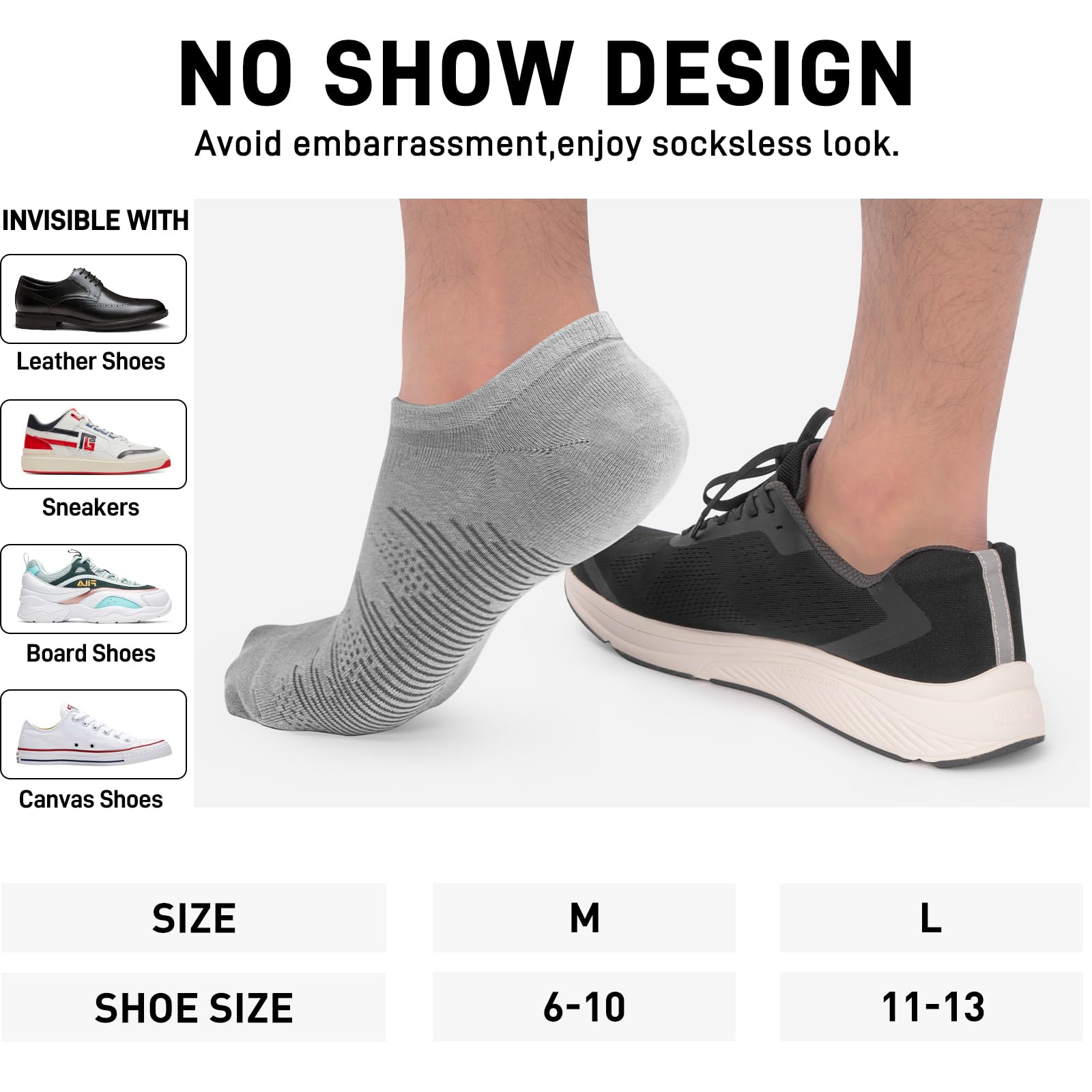 wernies 10 Pairs No Show Socks Men, Ankle Low Cut Short Socks with Non Slip Grips